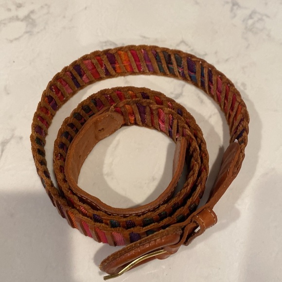 Genuine leather colorful sarape belt sz Xl bohemian festival